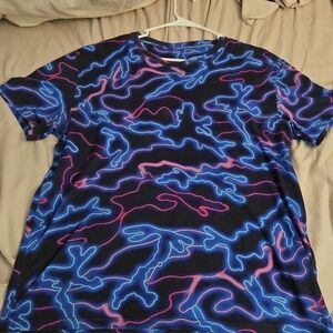 Valentino Men's Blue and Pink Graphic Shirt